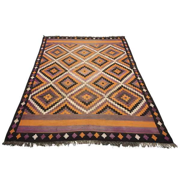 Woven Concepts Ghelim Wool Purple/Orange Rug Wayfair